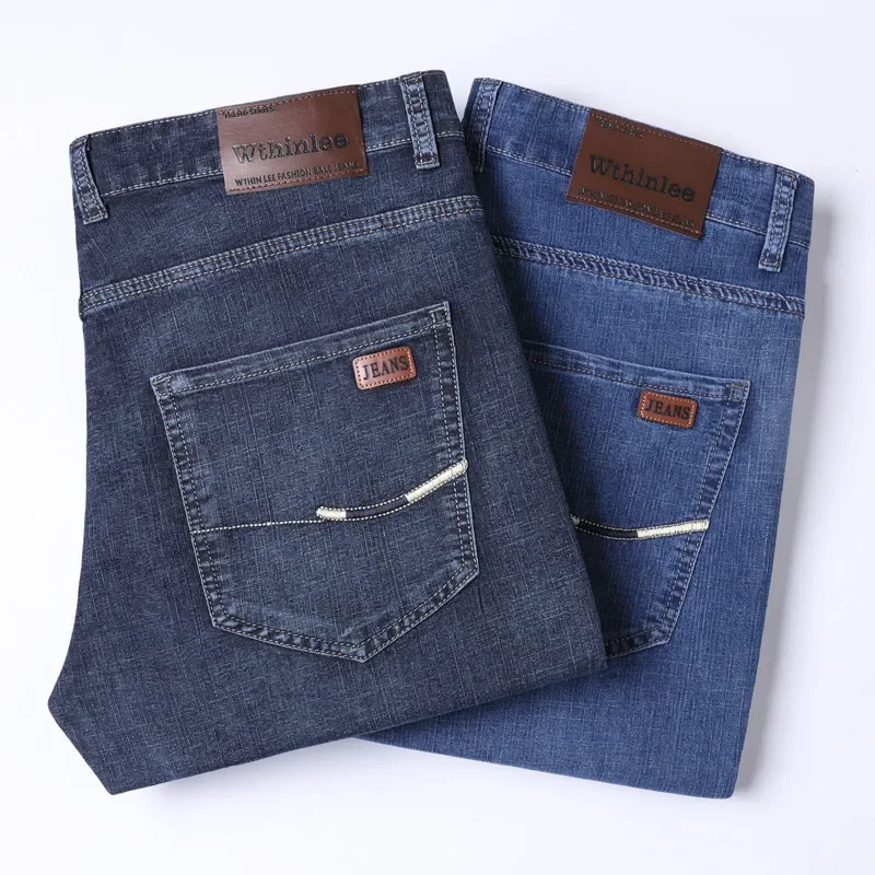 Levis Jeans 501 - กางเกงยีนส์ทรงตรงสไตล์ธุรกิจสำหรับผู้ชาย รุ่นใหม่ ฤดูใบไม้ผลิ/ฤดูใบไม้ร่วง ทรงหลวม ยืดได้ ใส่สบาย