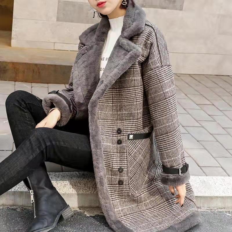 Wool Coat Peacoat - เสื้อโค้ทขนแกะหนานุ่มสำหรับฤดูหนาวปี 2026 เสื้อโค้ทขนแกะหนานุ่มแบบยาวปานกลางสำหรับผู้หญิง เสื้อโค้ทขนสัตว์กำมะหยี่หนานุ่มแบบหลวมๆ เสื้อโค้ทขนสัตว์แบบหนาสำหรับผู้หญิง เสื้อแจ็คเก็ตอุ่นๆสำหรับผู้หญิง