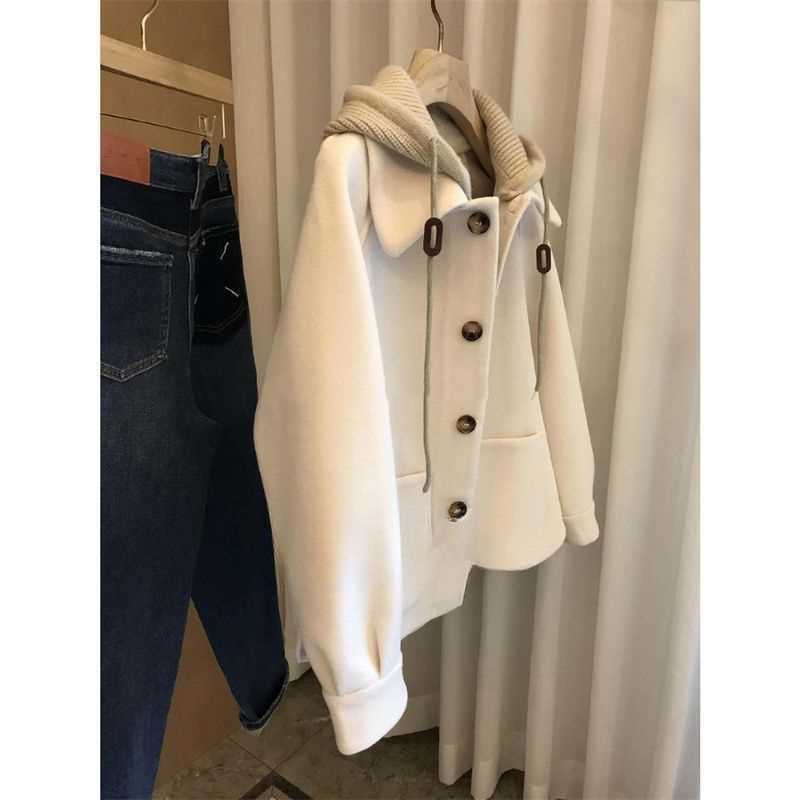 ผู้หญิงHoodedเสื้อขนสัตว์2025ฤ - Wool Coat Peacoat บทวิจารณ์และราคา