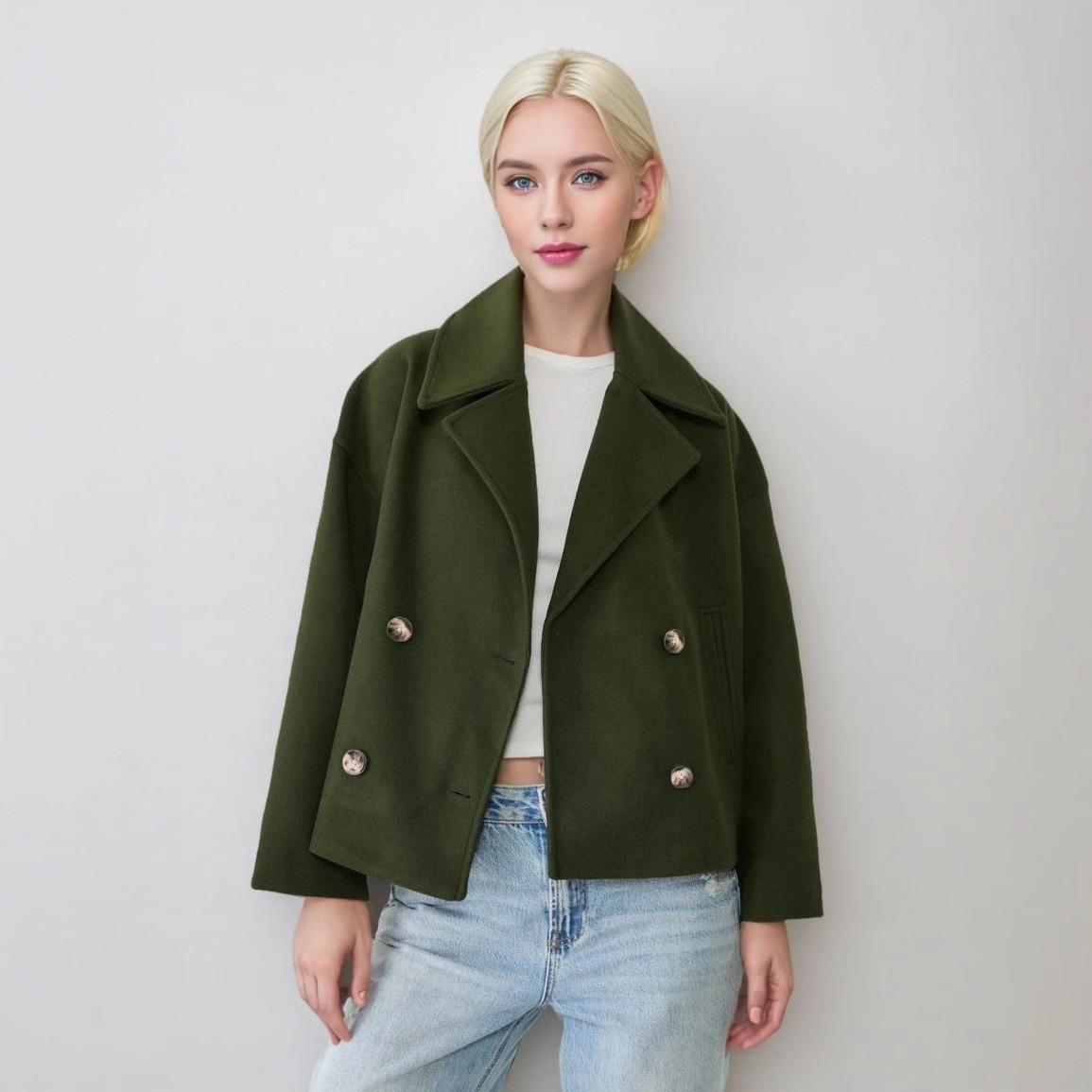 ผู้หญิงเสื้อขนสัตว์ Elegant สั - Wool Coat Peacoat บทวิจารณ์และราคา